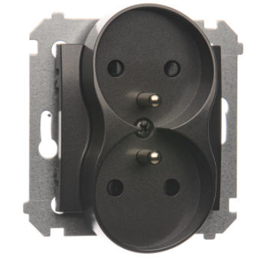 Kontakt SIMON 54 gniazdo podwójne z uziemieniem, antracyt 04